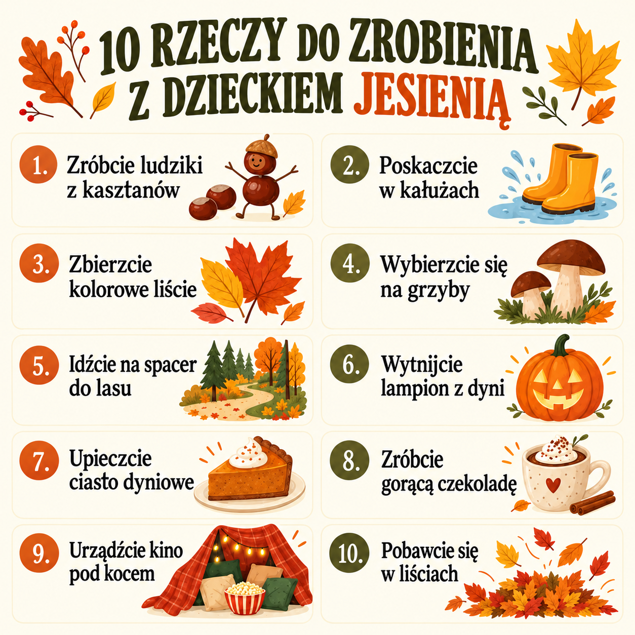 jesienne bingo dla dzieci